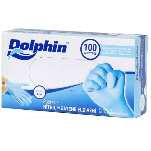 Dolphin Mavi Nitril Pudrasız Eldiven